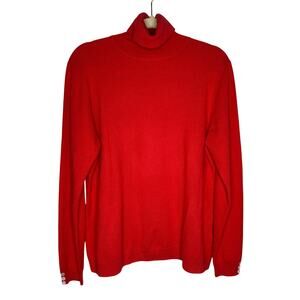 BRODIE RED 100% CASHMERE TURTLENECK SWEATER